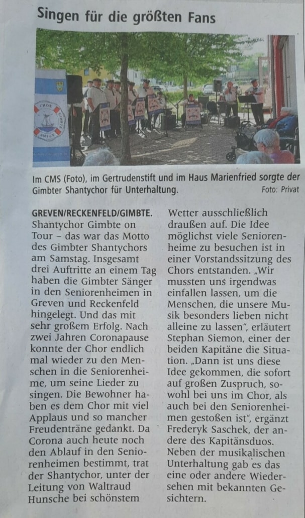 Auftritte in Seniorenheimen