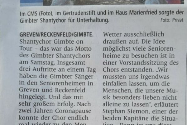 Auftritte in Seniorenheimen
