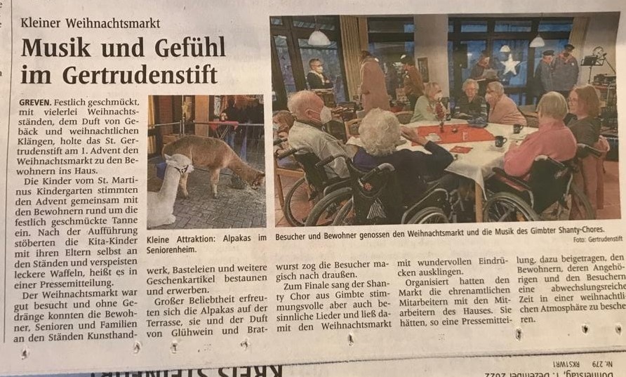 Weihnachtssingen im Gertrudenstift